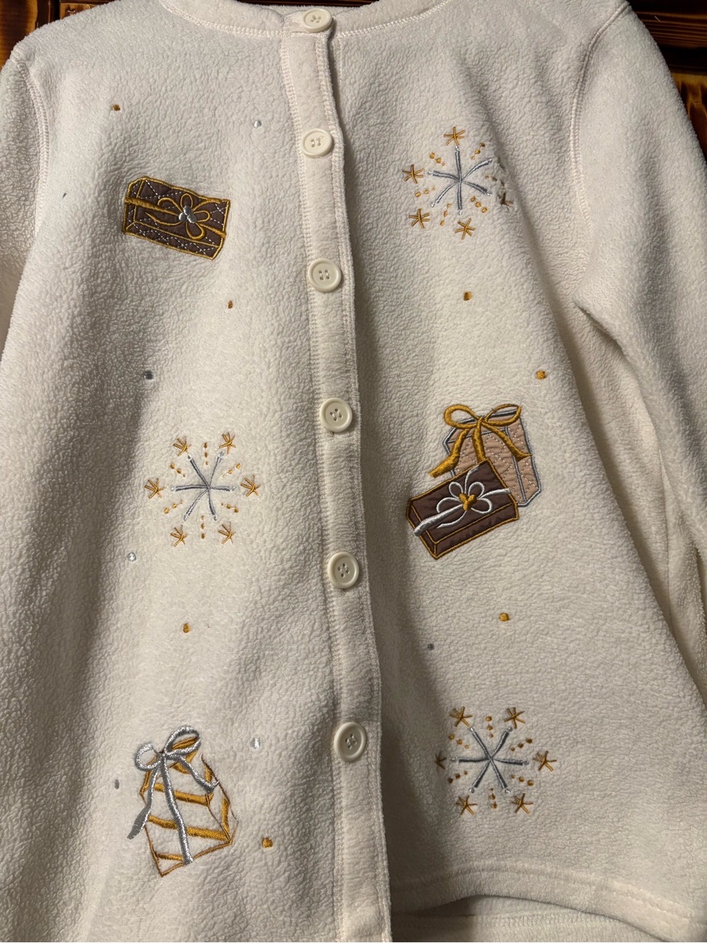 Premier International Embroidered Christmas Presents cardigan. Size small